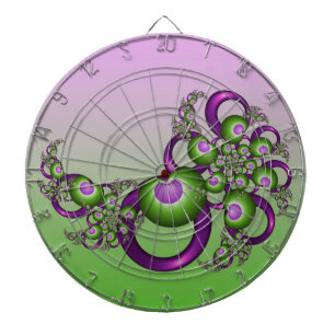 Tabla Dardos Fractal abstrato moderno dos corações verdes