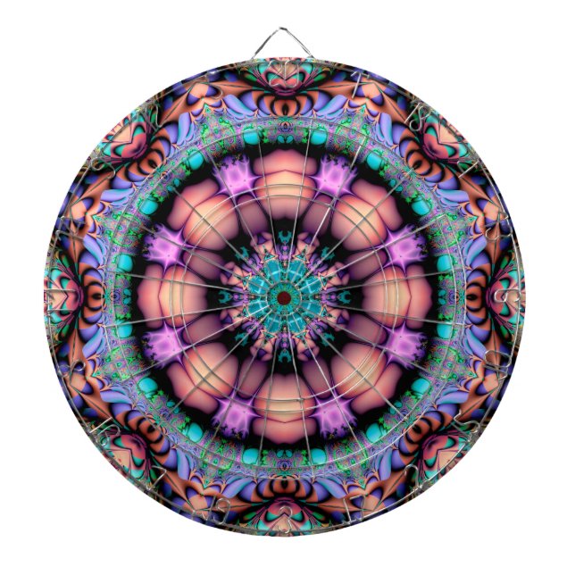 Tabla Dardos Fractal Mandala Floral Psicodélico (Frente)