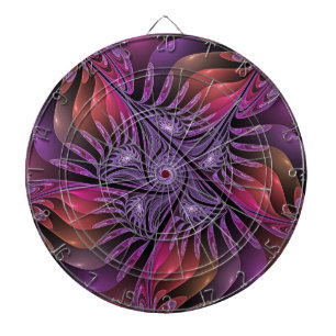 Tabla Dardos Fractal Roxo Abstrato de Fantasia Colorida