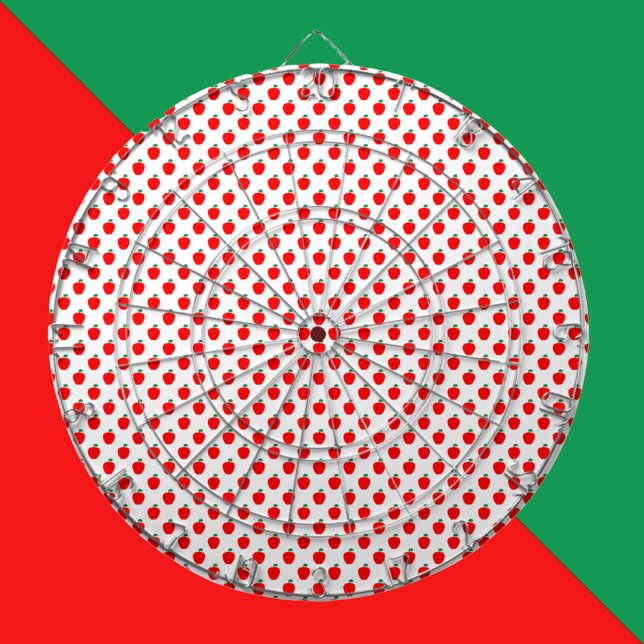 Tabla Dardos Fruta Vermelha de Padrão de Maçã (A dartboard with a pattern of red apples.)