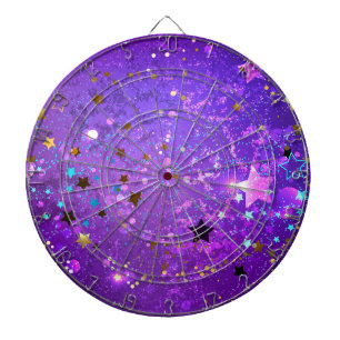 Tabla Dardos Fundo de folhas roxas com estrelas