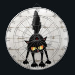 Tabla Dardos Funny Fierce Black Cat Cartoon<br><div class="desc">Funny Fierce Black Cat Cartoon Character looking menacing. Original Vector Art Design © BluedarkArt TheChameleonArt.</div>