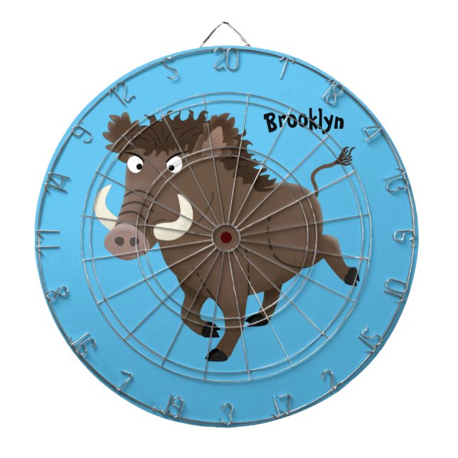 Tabla Dardos Funny wild boar razorback cartoon illustration (Frente)
