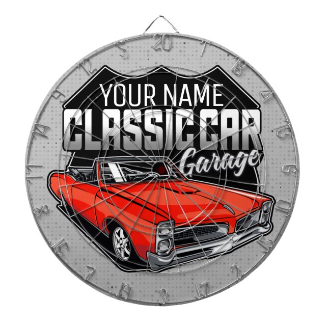 Tabla Dardos Garagem Clássica Convertível 1966 Personalizada (Frente)