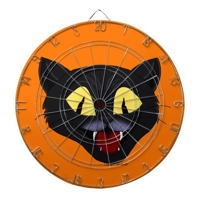 Tabla Dardos Gato Preto de Halloween  (Frente)