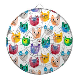 Tabla Dardos Gatos em aquarela e amigos
