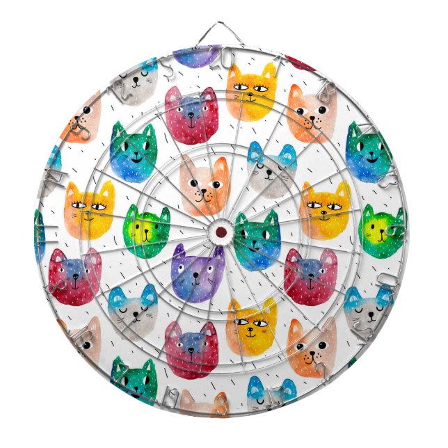 Tabla Dardos Gatos em aquarela e amigos (Frente)