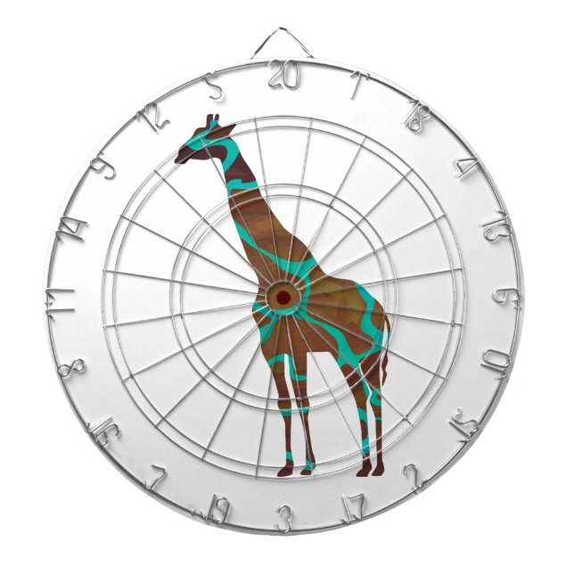 Tabla Dardos Giraffe Brown e Teal Impressão (Frente)