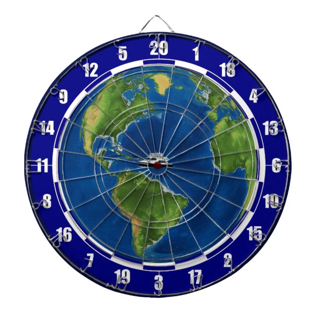 Tabla Dardos Globo Mundial e Navio em Azul (Frente)