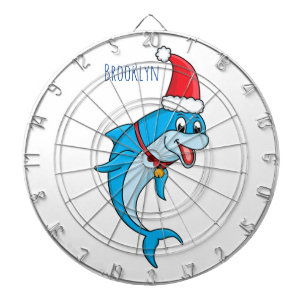 Tabla Dardos Golfinho bonito com desenho animado de Papai Noel