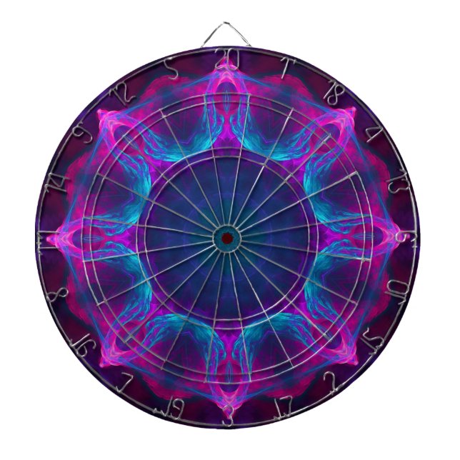 Tabla Dardos Gradiente de Caleidoscópio Escuro e Azul Neon (Frente)
