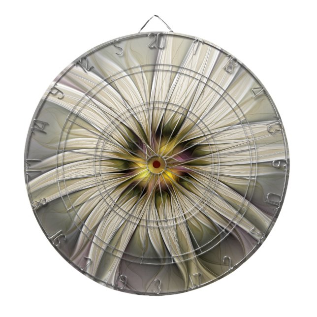 Tabla Dardos Grande Flor de Marfim, Abstrato Moderna Arte Fract (Frente)