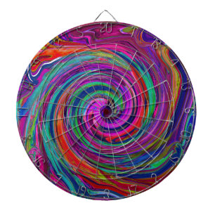 Tabla Dardos Groovy Abstrato Retro Magenta Dark Rainbow Swirl