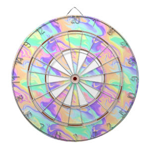 Tabla Dardos Groovy Retro Tie Dye Pastel Marble Swirl