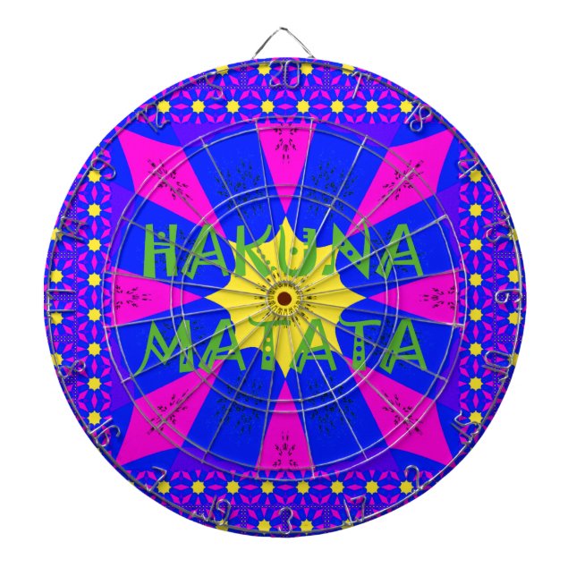 Tabla Dardos Hakuna Matata Belos Design de Cores Incríveis (Frente)