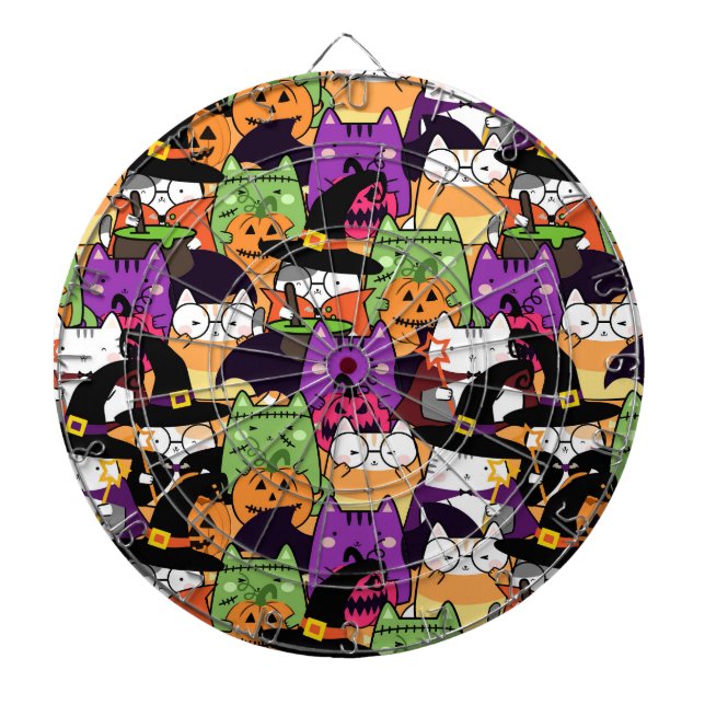 Tabla Dardos Halloween Kawaii Cat Patterno (Frente)