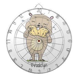 Tabla Dardos Hamster sorridente e bonito com desenho animado de