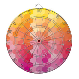 Tabla Dardos Hexágono Geométrico forma amarelo-rosa