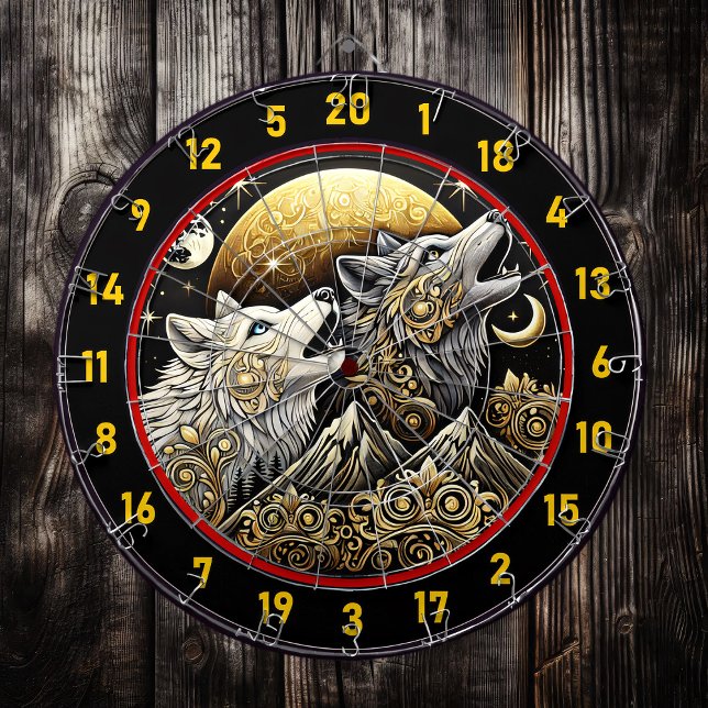 Tabla Dardos Howling Wolf Simboliza Força E Liberdade Selvagem (Criador carregado)