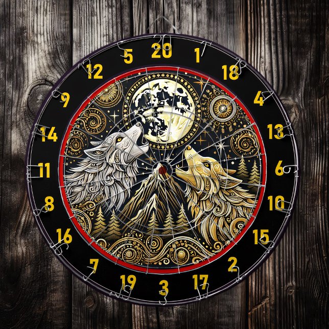 Tabla Dardos Howling Wolf Simboliza Força E Liberdade Selvagem (Criador carregado)