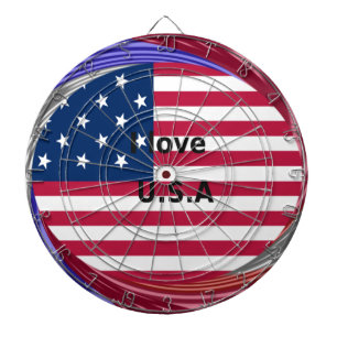 Tabla Dardos I Love U.S.A Swirl: Patriotic Heart Art Impressão