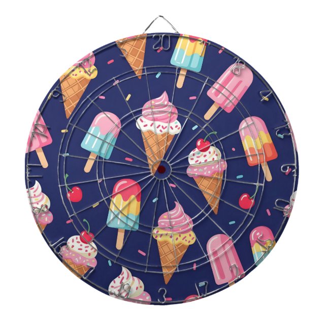 Tabla Dardos Ice cream, popsicles and cherries pattern (Frente)