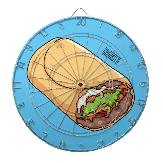 Tabla Dardos Ilustração de desenho animado burrito (Frente)
