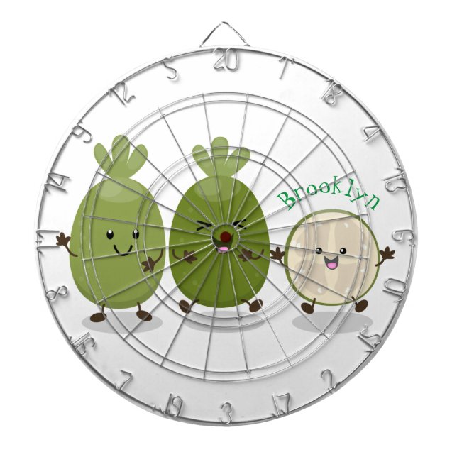 Tabla Dardos Ilustração de desenho animado com abacaxi guava fe (Frente)