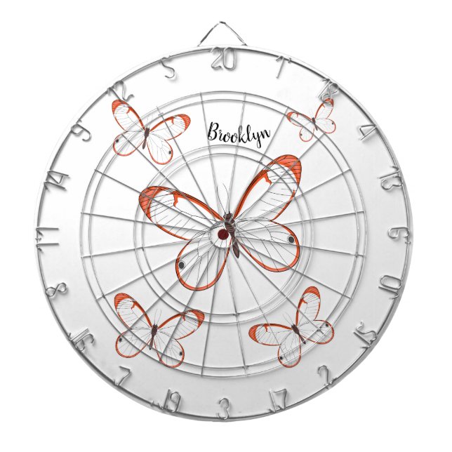 Tabla Dardos Ilustração de desenho animado da borboleta (Frente)