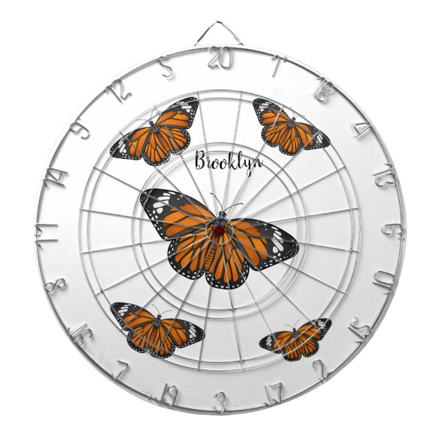 Tabla Dardos Ilustração de desenho animado da borboleta monarca (Frente)
