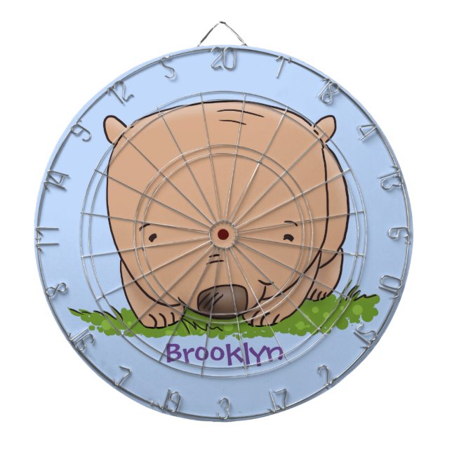 Tabla Dardos Ilustração de desenho animado de bebê wombat fofo (Frente)