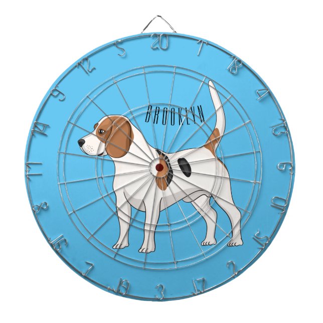 Tabla Dardos Ilustração de desenho animado de cachorro Beagle (Frente)