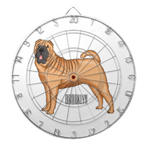 Tabla Dardos Ilustração de desenho animado de cão Shar-Pei chin