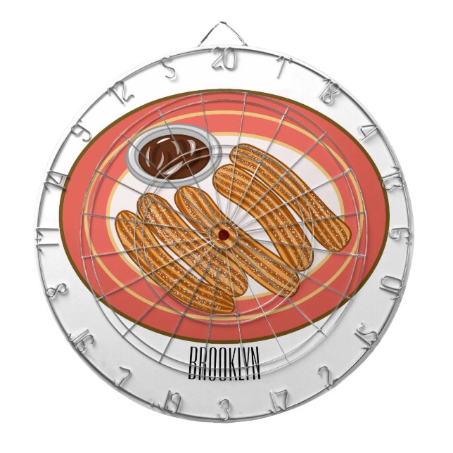 Tabla Dardos Ilustração de desenho animado de Churro (Frente)