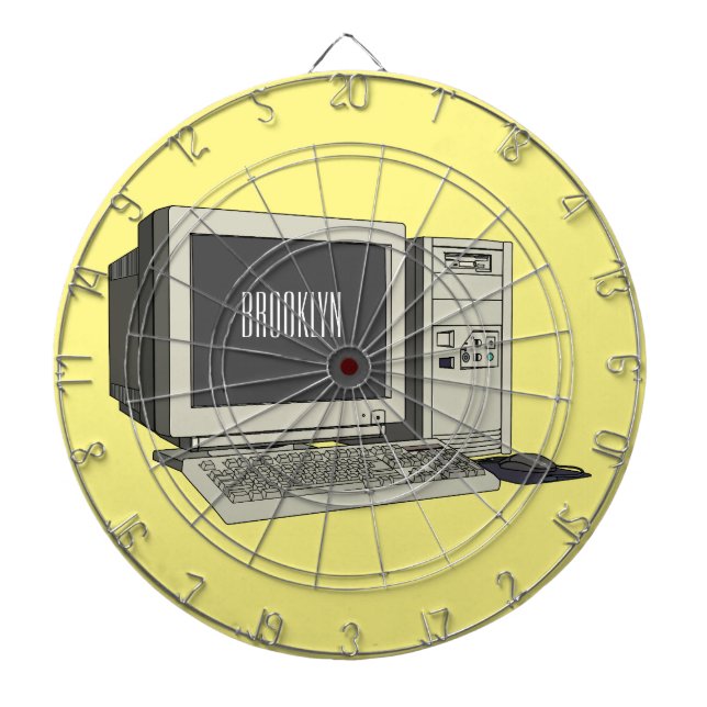 Tabla Dardos Ilustração de desenho animado de computador (Frente)