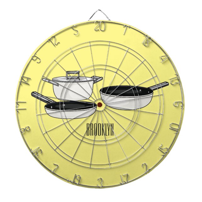 Tabla Dardos Ilustração de desenho animado de conjuntos de cook (Frente)