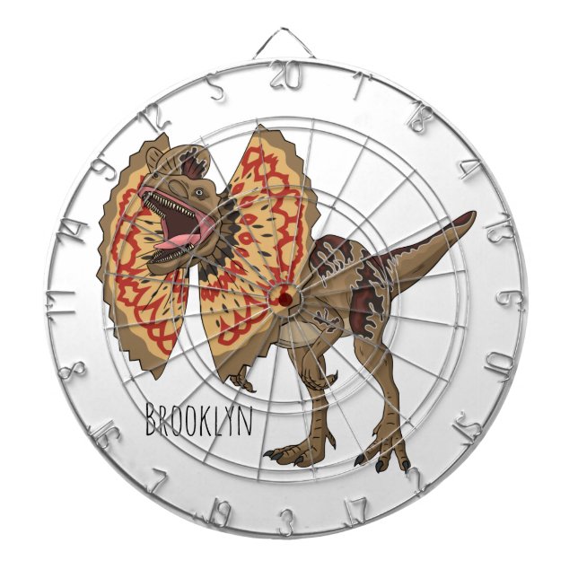 Tabla Dardos Ilustração de desenho animado de Dilophosaurus (Frente)