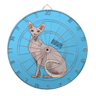Tabla Dardos Ilustração de desenho animado de gato esphynx