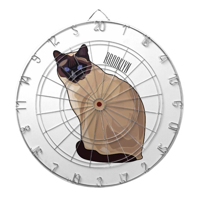 Tabla Dardos Ilustração de desenho animado de gato siamês (Frente)