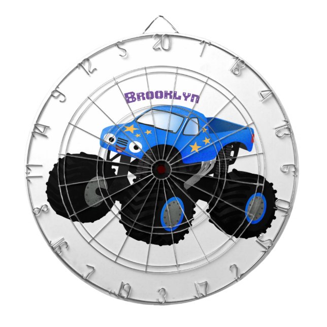 Tabla Dardos Ilustração de desenho animado de monstro azul boni (Frente)