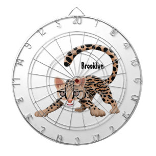 Tabla Dardos Ilustração de desenho animado de ocelote fofo