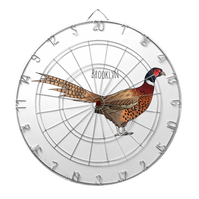 Tabla Dardos Ilustração de desenho animado de pheasant de pesco (Frente)