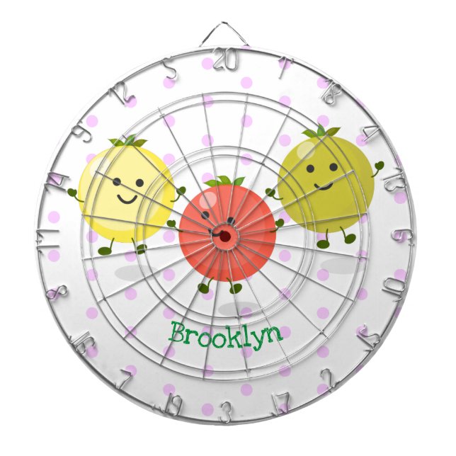Tabla Dardos Ilustração de desenho animado de tomate de cereja (Frente)