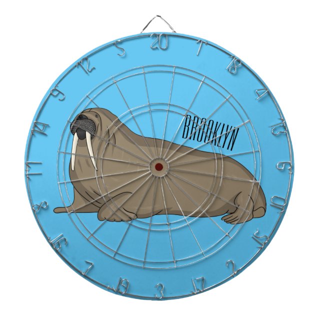 Tabla Dardos Ilustração de desenho animado de Walrus (Frente)