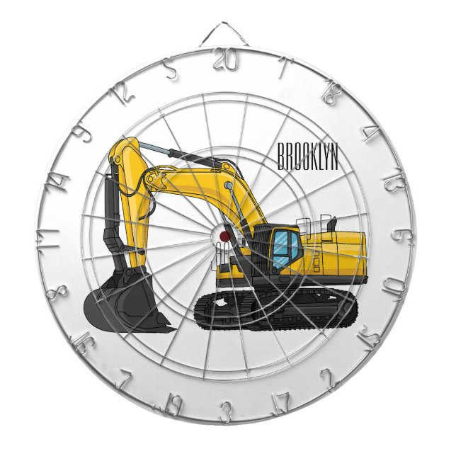 Tabla Dardos Ilustração de desenho animado do crawler escavator (Frente)