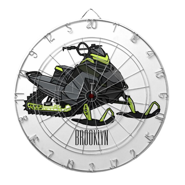 Tabla Dardos Ilustração de desenho animado Snowmobile (Frente)