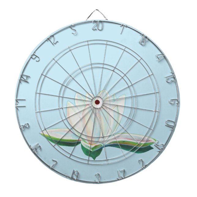 Tabla Dardos Ilustração de Flor de Lotus Branco (Frente)