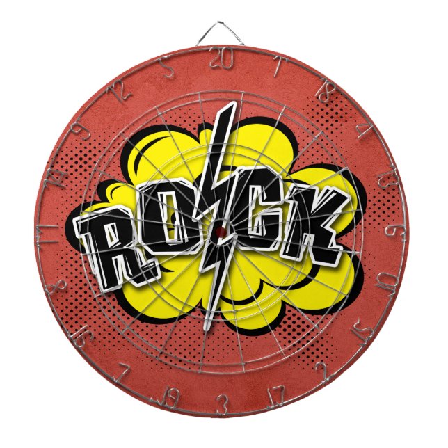 Tabla Dardos Ilustração de rock estilo cômico (Frente)