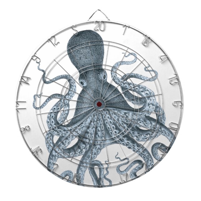 Tabla Dardos Ilustração do polvo da Cinza azul (Frente)