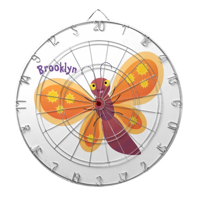 Tabla Dardos Imagem de desenho animado de borboleta laranja fel (Frente)